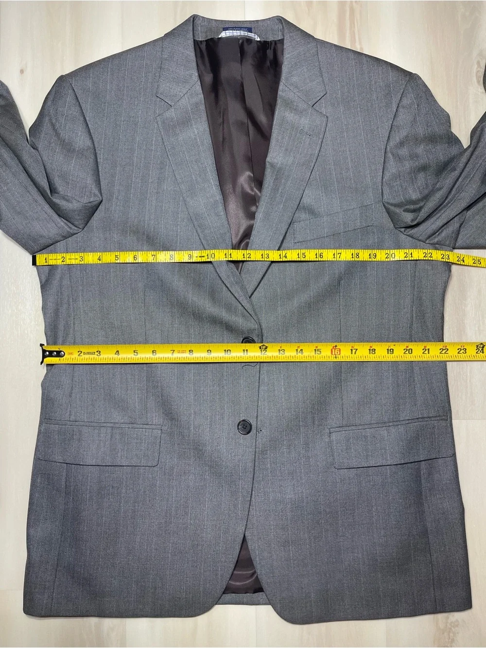 Saddlebred Blazer 44R Classic Gray Shadow Pinstripe 2 Button Jacket Sports Coat
